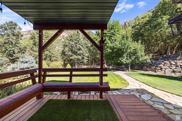 610 S Maple Dr, Woodland Hills, UT 84653 - wooden terrace featuring a lawn