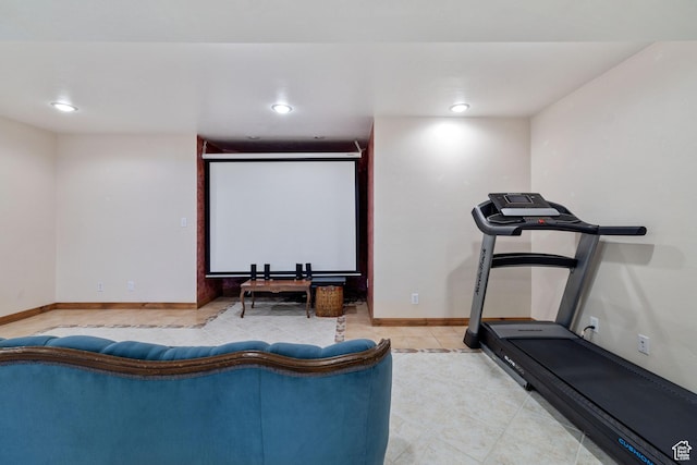 610 S Maple Dr, Woodland Hills, UT 84653 - exercise area featuring recessed lighting and light tile patterned floors