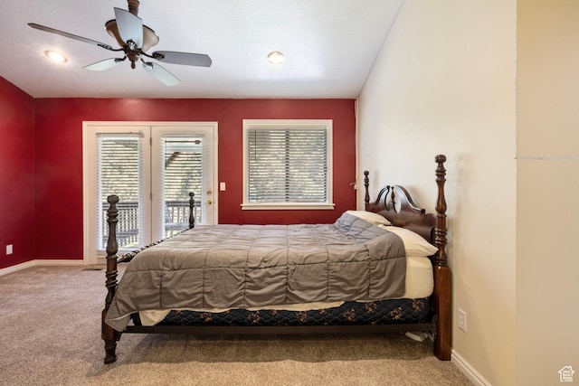610 S Maple Dr, Woodland Hills, UT 84653 - bedroom featuring access to outside, carpet, and a ceiling fan