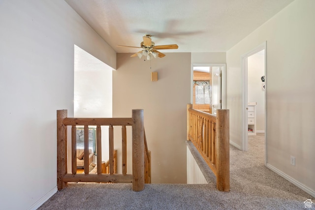 610 S Maple Dr, Woodland Hills, UT 84653 - staircase with carpet and ceiling fan