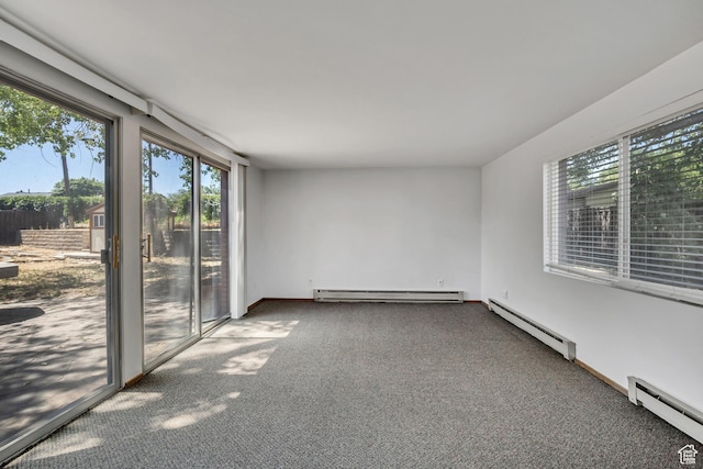 6292 S Mount Vista Dr, Taylorsville, UT 84129 - empty room featuring plenty of natural light, baseboard heating, and carpet flooring