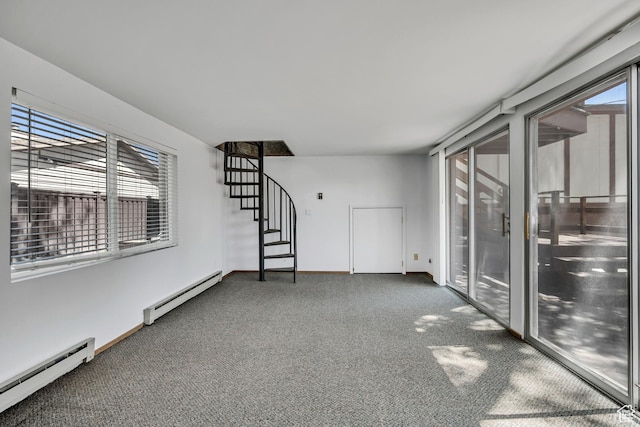 6292 S Mount Vista Dr, Taylorsville, UT 84129 - carpeted empty room with baseboard heating and stairway