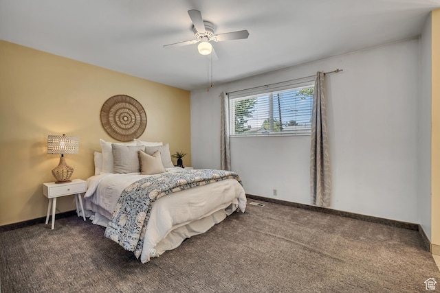 6292 S Mount Vista Dr, Taylorsville, UT 84129 - bedroom featuring dark carpet and a ceiling fan