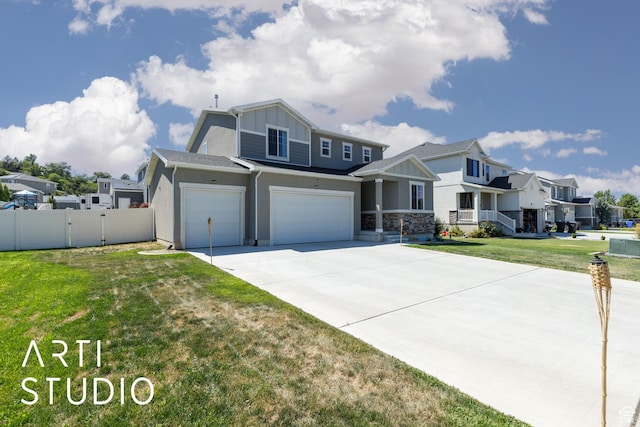 5241 S 1250 W, Riverdale, UT 84405 - view of front of home featuring board and batten siding, concrete driveway, a residential view, a garage, and a gate