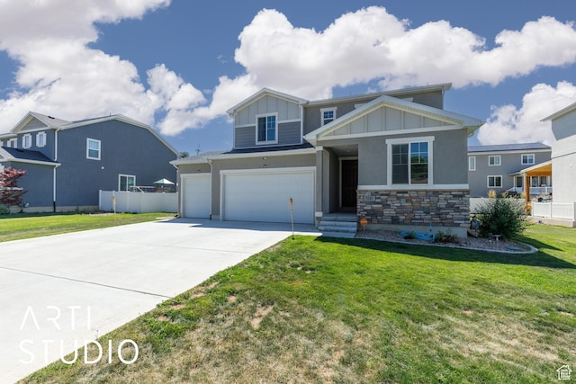 5241 S 1250 W, Riverdale, UT 84405 - craftsman-style home with board and batten siding, driveway, a garage, stone siding, and stucco siding