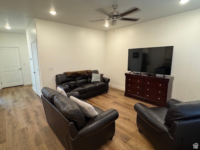 503 S Stewart Creek Cv, Washington, UT 84780 - living area with ceiling fan, wood finished floors, and recessed lighting