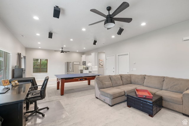 311 E Edgemont Dr S, North Salt Lake, UT 84054 - living area with a ceiling fan and recessed lighting