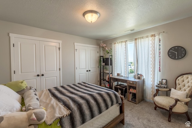 69 W 2200 S, Kaysville, UT 84037 - bedroom with two closets, carpet, and a textured ceiling