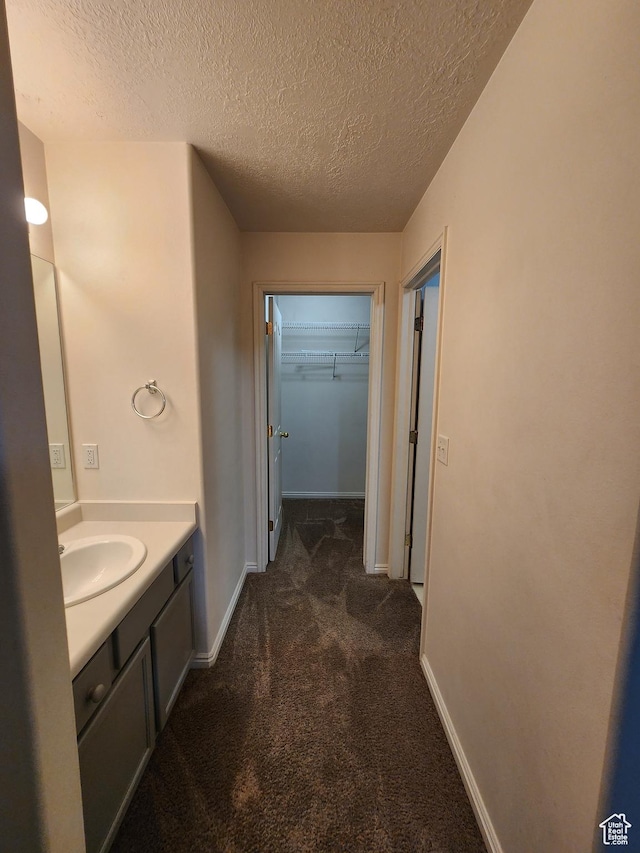 1132 W 1390 S, Orem, UT 84058 - bathroom with a textured ceiling, vanity, and a walk in closet