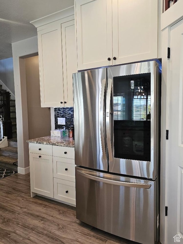 826 S 300 W, Vernal, UT 84078 - kitchen with smart refrigerator, white cabinets, and dark wood finished floors