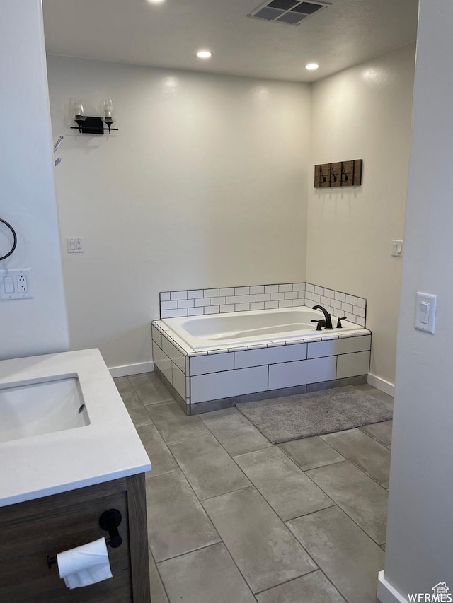 1375 N State St, Sigurd, UT 84657 - bathroom with vanity, a bath, and recessed lighting