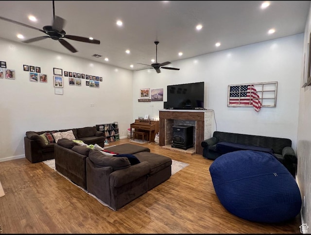 1375 N State St, Sigurd, UT 84657 - living room with ceiling fan, wood finished floors, and recessed lighting