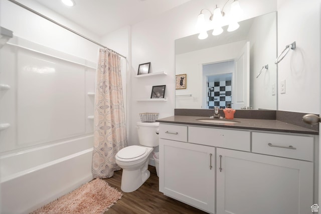 14837 S Messi St, Herriman, UT 84096 - full bathroom with vanity, wood finished floors, and shower / tub combo with curtain