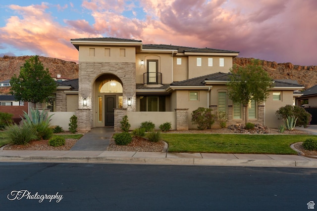 2762 E Hazel Dr, St George, UT 84790 - view of front of house featuring stone siding and stucco siding