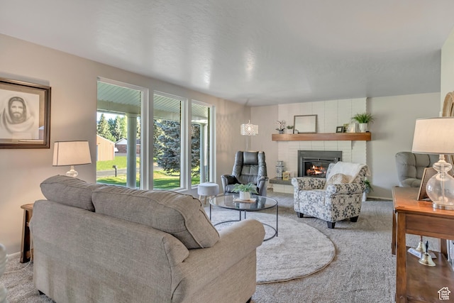 4918 E 2800 N, Eden, UT 84310 - living area featuring carpet flooring and a brick fireplace