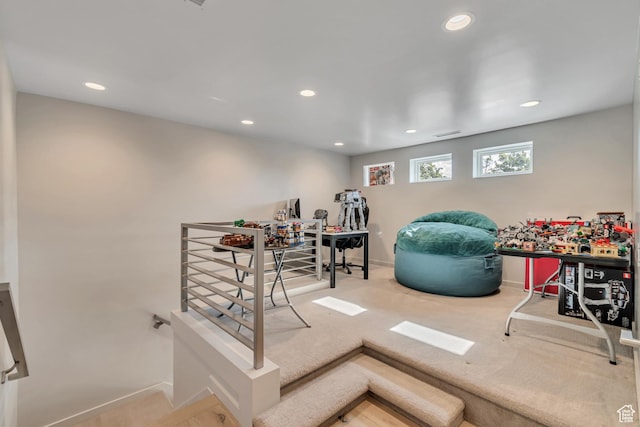 22 S Sunwood Ln, Sandy, UT 84092 - recreation room with recessed lighting and carpet flooring
