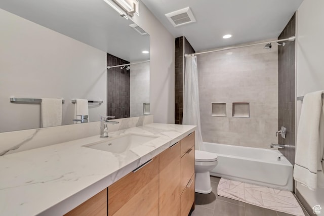 22 S Sunwood Ln, Sandy, UT 84092 - full bath featuring vanity, shower / tub combo with curtain, recessed lighting, and tile patterned floors