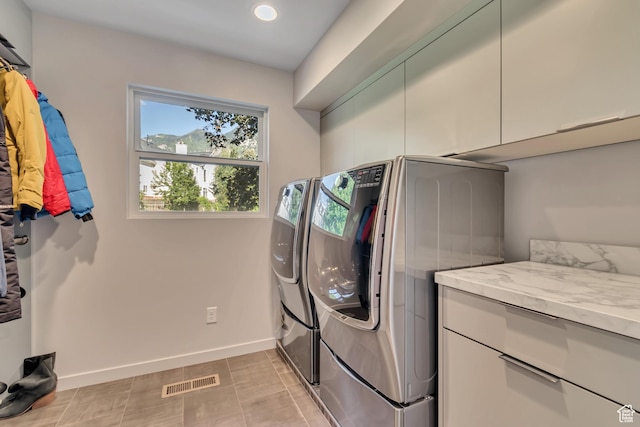 22 S Sunwood Ln, Sandy, UT 84092 - washroom featuring cabinet space, independent washer and dryer, and recessed lighting