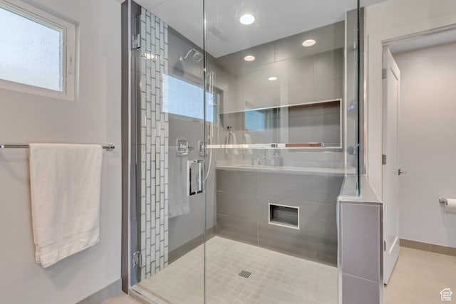 22 S Sunwood Ln, Sandy, UT 84092 - bathroom featuring a shower stall and tile patterned floors