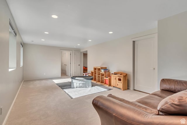 22 S Sunwood Ln, Sandy, UT 84092 - living room featuring carpet and recessed lighting