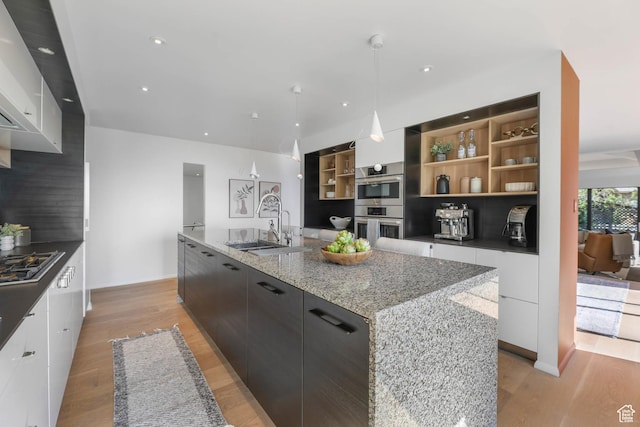 4352 S Zarahemla Dr, Salt Lake City, UT 84124 - kitchen featuring modern cabinets, open shelves, stainless steel appliances, white cabinetry, and recessed lighting