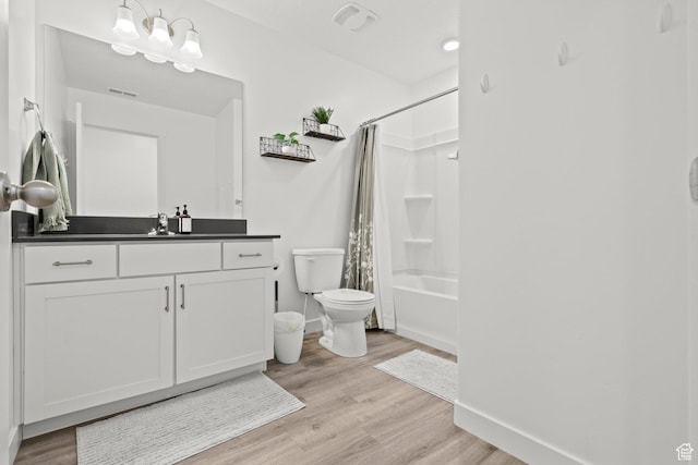 1017 S Red Cliff Dr, Santaquin, UT 84655 - full bath with vanity, wood finished floors, and shower / bath combination with curtain