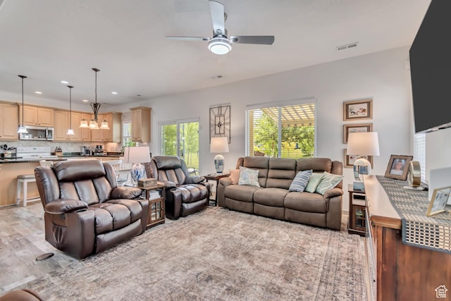 11874 S Rushmore Park Ln W, Herriman, UT 84096 - living area with a ceiling fan and recessed lighting
