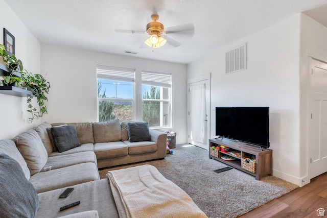 1831 W Newcastle Ln Unit 101, Saratoga Springs, UT 84045 - living room with ceiling fan and wood finished floors