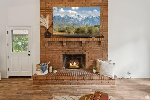 2255 E Camino Way Way S, Cottonwood Heights, UT 84121 - living room featuring wood finished floors and a fireplace