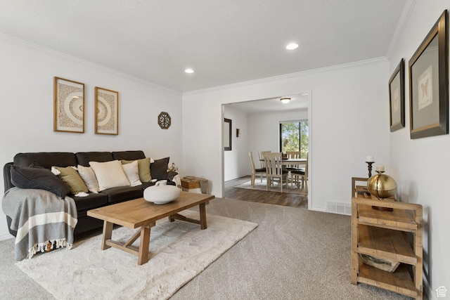2255 E Camino Way Way S, Cottonwood Heights, UT 84121 - carpeted living area with ornamental molding and recessed lighting