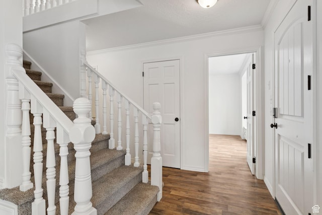 2255 E Camino Way Way S, Cottonwood Heights, UT 84121 - stairway featuring wood finished floors and crown molding