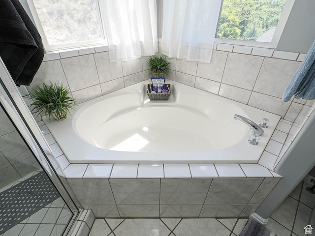 1152 E Gavin Cir, Draper, UT 84020 - bathroom with a bath, tile patterned flooring, and a stall shower