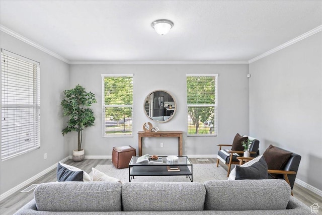 4988 W Currant Dr, South Jordan, UT 84009 - living area featuring crown molding and wood finished floors