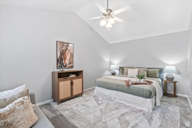 4988 W Currant Dr, South Jordan, UT 84009 - carpeted bedroom featuring vaulted ceiling and a ceiling fan