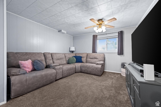 1609 E Sego Lily Dr, Sandy, UT 84092 - living area featuring dark colored carpet and ceiling fan