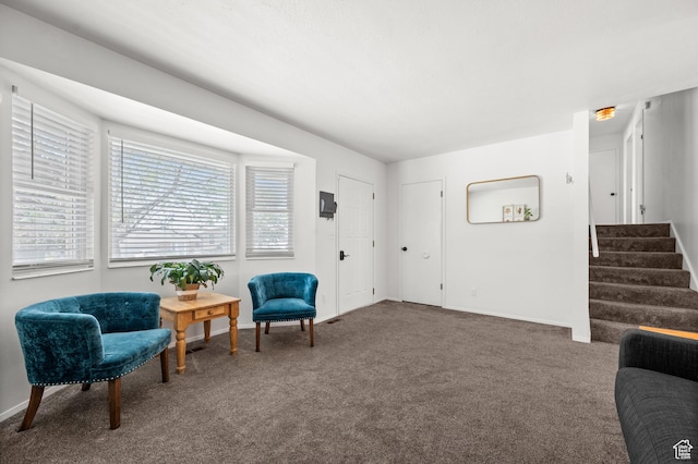 1609 E Sego Lily Dr, Sandy, UT 84092 - sitting room featuring carpet flooring and stairway
