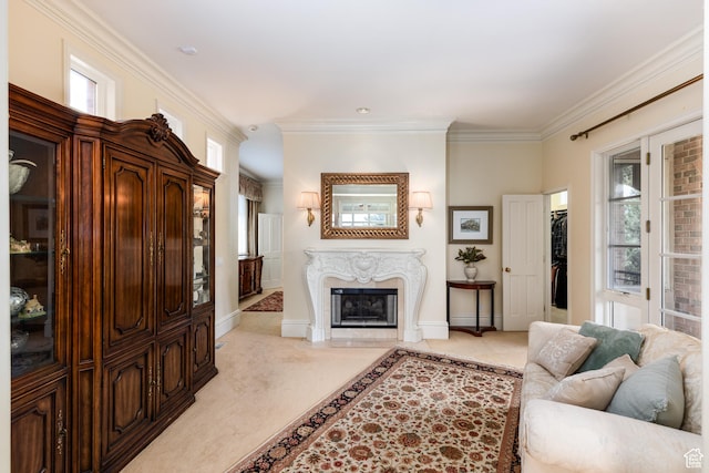 1781 Lorien Dr, Bountiful, UT 84010 - living room with crown molding, healthy amount of natural light, and a high end fireplace