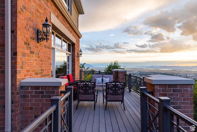 1781 Lorien Dr, Bountiful, UT 84010 - deck with an outdoor living space and a mountain view