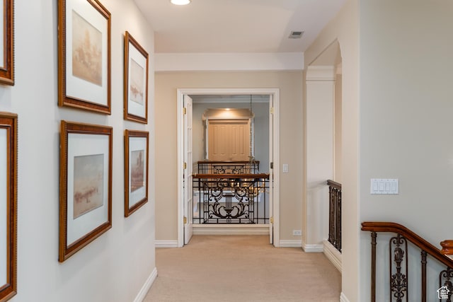 1781 Lorien Dr, Bountiful, UT 84010 - corridor featuring light carpet and an upstairs landing