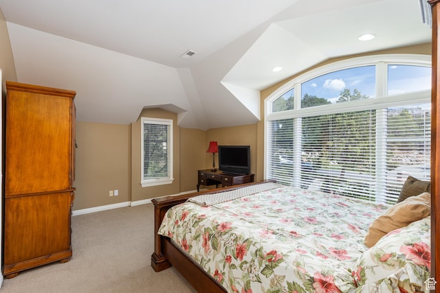1781 Lorien Dr, Bountiful, UT 84010 - bedroom with lofted ceiling, light colored carpet, and recessed lighting