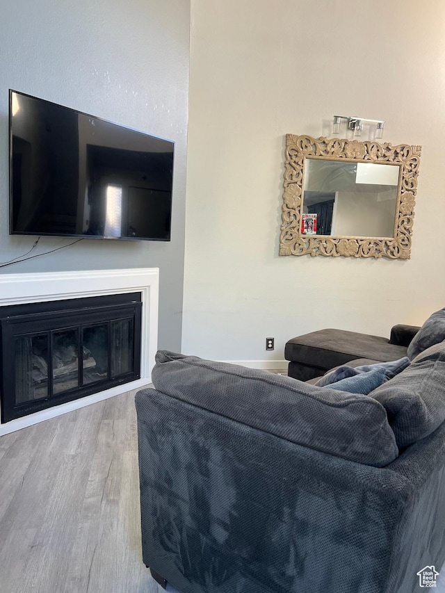 2267 W 4240 S, Taylorsville, UT 84129 - living area featuring wood finished floors and a glass covered fireplace