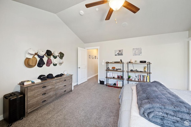 862 W Capraia Ct, Midvale, UT 84047 - bedroom with vaulted ceiling, carpet floors, and ceiling fan