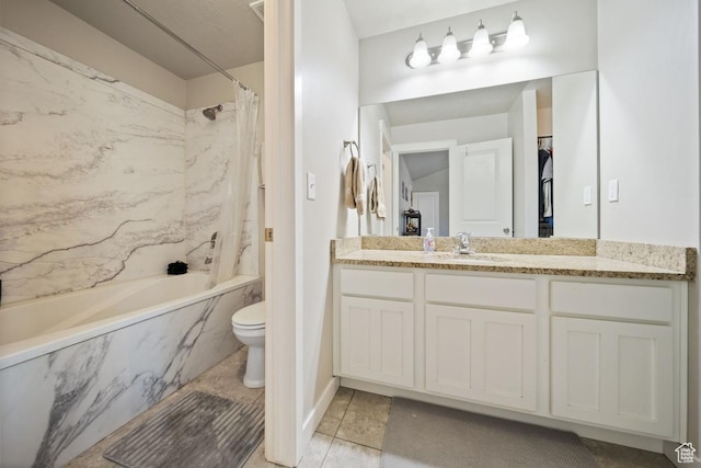 862 W Capraia Ct, Midvale, UT 84047 - bathroom featuring vanity, tile patterned floors, and a combined bath / shower with marble appearance