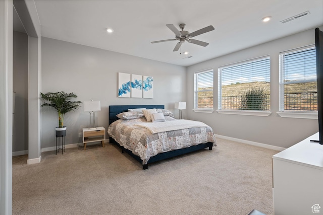 974 N Pleasant Valley Ln, Washington, UT 84780 - bedroom with light colored carpet, recessed lighting, and ceiling fan