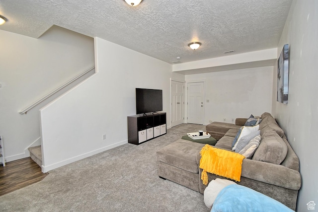 685 E 355 N, Vineyard, UT 84059 - carpeted living room featuring stairway and a textured ceiling