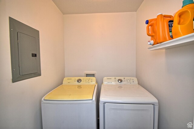 685 E 355 N, Vineyard, UT 84059 - washroom with electric panel and washing machine and dryer