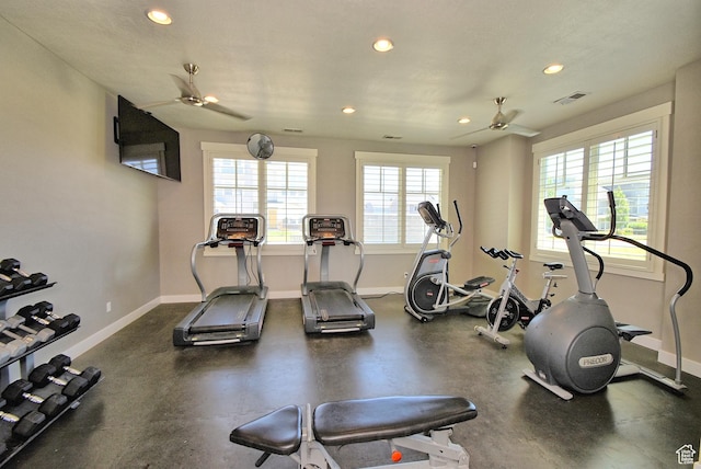 685 E 355 N, Vineyard, UT 84059 - workout area featuring ceiling fan and recessed lighting