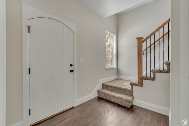 10925 N Marsala Dr, Highland, UT 84003 - entryway with stairway and dark wood-style flooring