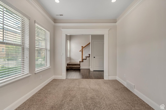 10925 N Marsala Dr, Highland, UT 84003 - carpeted empty room with stairs and recessed lighting