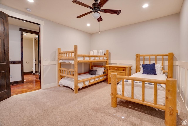 1307 N Dutch Highland Dr, Midway, UT 84049 - bedroom with carpet, recessed lighting, and a ceiling fan